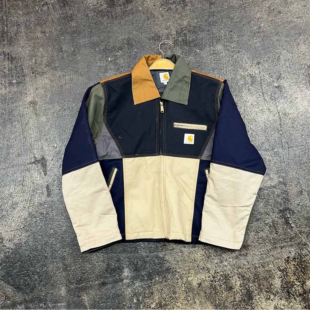 Vtg Custom Carhartt Men's Multi-Color Detroit Work Jacket men’s sz Large